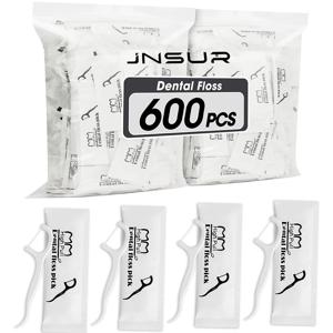 JNSUR 600개 개별 포장 치실 이쑤시개 휴대용 치실 이쑤시개 치아 스틱 구강 관리 위생 청소용 이쑤시개