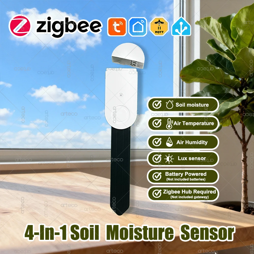 Zigbee 스마트 토양 수분 센서, 조도 온도 습도 감지기 Tuya 홈 어시스턴트 Zigbee2MQTT 용 수분 테스터