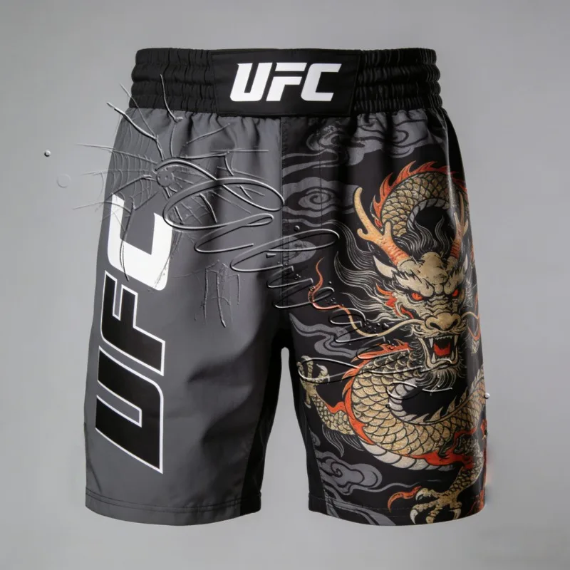 2026년 신형 UFC MMA 남녀 격투기 산다 무에타이 훈련용 빠른 건조 반바지 레트로 드래곤 패턴 MMA 피트니스 반바지