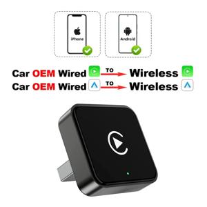 미니 2 in 1 스마트 무선 CarPlay 어댑터, 자동차 엔터테인먼트 시스템용 범용 안드로이드 오토 동글, 휴대용 경량 Hid