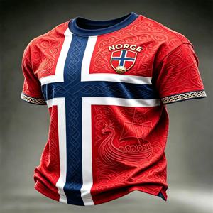2026 남성 노르웨이 크루넥 축구 셔츠 풀 노르딕 바이킹 릴리프 자카드 퀵 드라이 통기성 팬 스포츠 저지