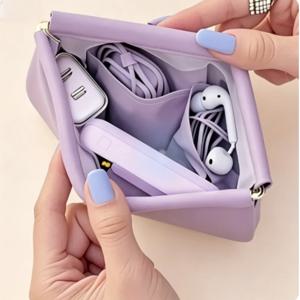 자동 잠금 기능이 있는 총알 모양 보관 가방, 유선 헤드폰 보관 가방, PU 동전 지갑, 미니 휴대용 립스틱 및 화장품 가방