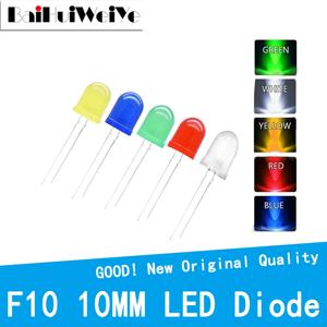 10PCS F10 10MM 5 색 DIP LED 녹색 빨간색 노란색 파란색 흰색 슈퍼 밝은 품질 구슬 발광 다이오드 플러그인 전구 모듬