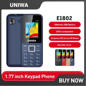 UNIWA E1802 2G 핸드폰 1.77 인치 플립 전화 푸시 버튼 1800mAh 노인 노인 듀얼 SIM 듀얼 대기 무선 FM 전화