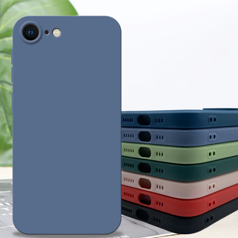 iPhone 8 케이스 iPhone SE 2022 2020 7 8 Plus 커버 케이스 럭셔리 충격 방지 소프트 TPU 액체 실리콘 전화 뒷면 커버 케이스