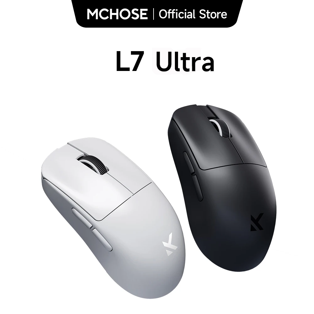 MCHOSE L7 무선 게이밍 마우스 L7 울트라 PAW3395 26K 센서 듀얼 8K 폴링 39g 초경량 2.4GHz RF/BT/유선 트라이 모드