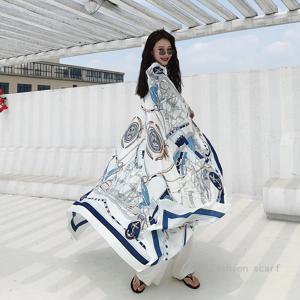 선 스크린 비치 스카프 해변 실크 스카프 다목적 여름 얇은 대형 목도리 이중 목적 스카프 소녀 여행 장식 스카프