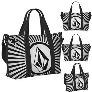 사용자 정의 V-Volcom 로고 비치 여행 가방 체육관 요가를위한 대용량 토트 백 여성 쇼핑 더플 숄더 백