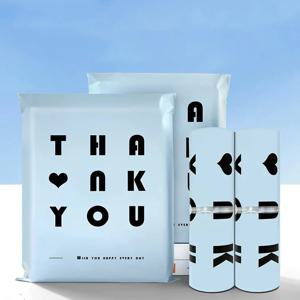 20Pcs 불투명 PE 플라스틱 익스프레스 봉투 보관 가방 블루 가방 블랙 로고 컬러 메일링 가방 자체 접착 씰 택배 가방