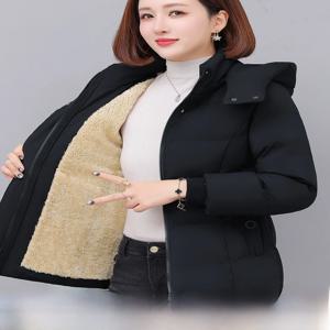 ENYW 여성용 두꺼운 양털 안감 다운 코튼 재킷 루즈핏 캐주얼 겨울 코트 따뜻한 엄마 옷 긴팔 지퍼 클로저