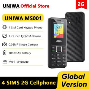 유니와 MS001 피처폰 4심 4대기 GSM 신호 증폭 키패드폰 1800mAh 무선 라디오 손전등 시니어/노인용 휴대폰