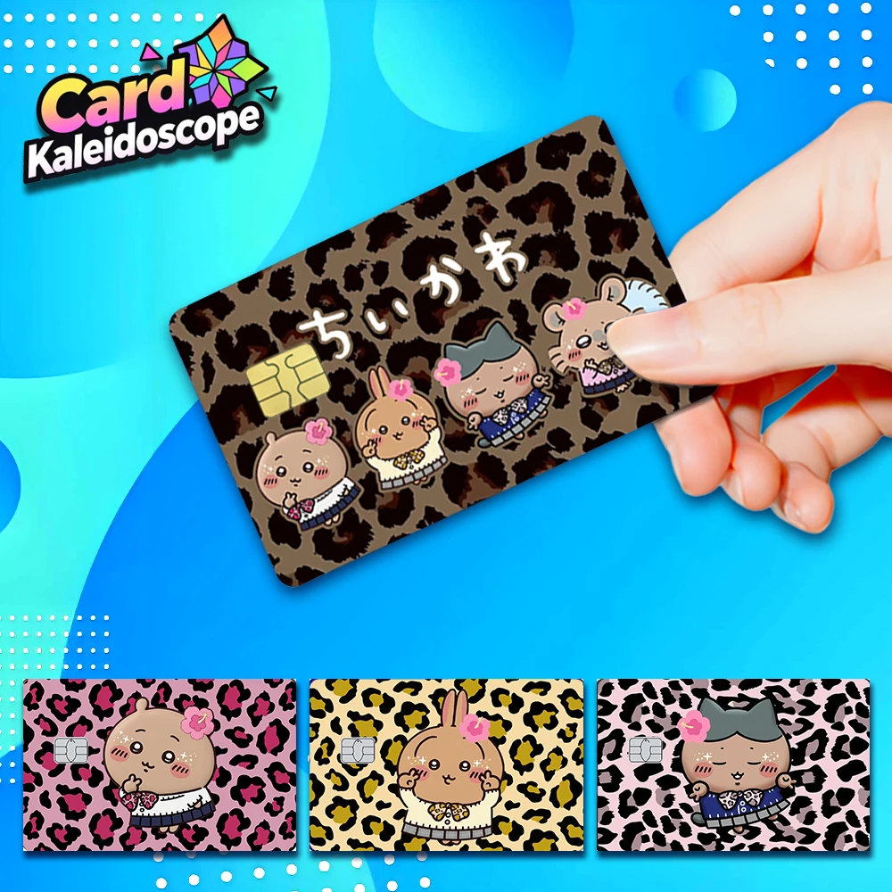 Kawaii Chiikawas Y2K 스타일 Redit 카드 스킨 스티커 VISA JCB Mastercard 및 기타 IC 카드용 레오파드 프린트 시리즈 스티커