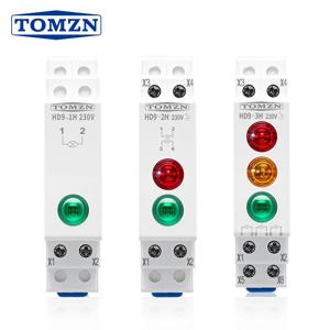 TOMZN 1/2/3 LED 전원 신호 표시등 18mm AC/DC 230V 빨간색 흰색 파란색 노란색 녹색 주황색 DIN 레일 배전함용