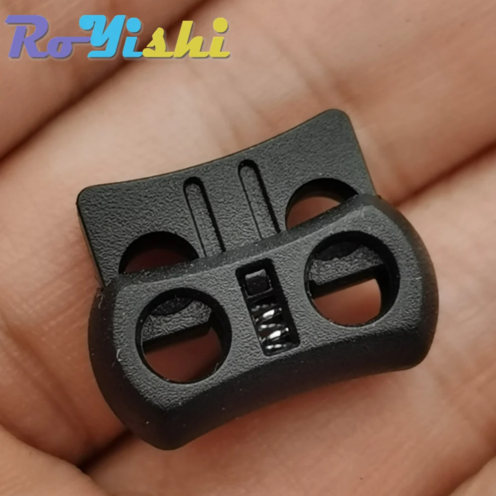 10개/팩 2홀 코드 잠금 장치 플라스틱 토글 클립 블랙 15mm*20mm*7.5mm