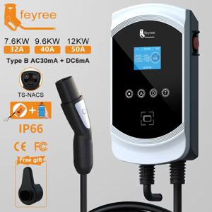 페이리 EV 충전소 32A 7.6KW 전기차 충전기 EVSE 월박스 9.6KW 12KW 5m 케이블 TS-NACS 소켓 앱 제어