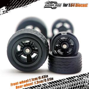 1/64 모델 자동차 바퀴 고무 탈착식 타이어 포함 5 스포크 개조 부품 (매치박스용) D:11mm+13mm 1세트