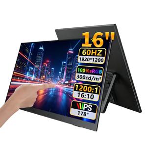 16인치 터치 휴대용 모니터 100%sRGB 350Cd/m² 노트북 화면용 외부 보조 디스플레이, 터치/비터치 선택 가능