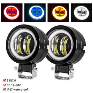 3 인치 빔 헤드 라이트 12V 24V LED 작업 표시 줄 스팟 운전 LED 헤드 라이트 작업 램프 안개 포드 DRL Red Halo Offroad 4WD ATV SUV