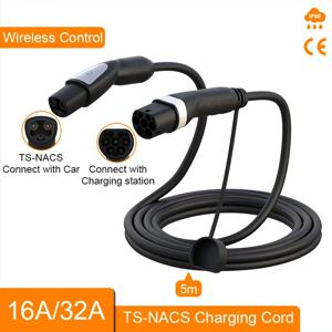 페이리 32A 7KW 1상 타입2 - TS-NACS 소켓 16A 3.5KW EV 충전 케이블 5m (테슬라 모델 3, Y, X, S용, 공용 충전소용)