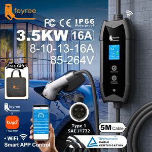 페이리 타입1 휴대용 전기차 충전기 5m 케이블 WIFI 앱 제어 16A 3.5KW 세트, 전기차 충전 및 지연 시간 설정 가능, 플러그 맞춤 제작 가능