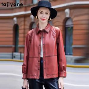 Tajiyane 정품 가죽 자켓 여성 2023 가을 짧은 캐주얼 가죽 자켓 여성 100% 진짜 양피 코트 우아한 streetwear