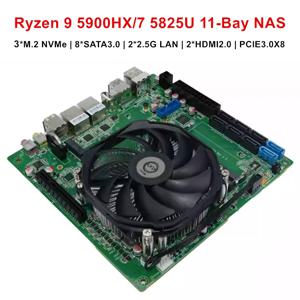 토폰 11베이 ITX NAS 메인보드 AMD 라이젠 9 5900H HX 7 5825U 5600U 3*NVMe 8*SATA 2*2.5G LAN 2*DDR4 방화벽 게이밍 메인보드