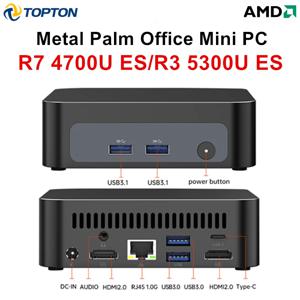 탑톤 팜 게이밍 미니 PC AMD 라이젠 7 4700U ES 3 5300U ES 2*DDR4 2*M.2 슬롯 휴대용 사무용 데스크탑 PC 윈도우 11 미니PC WiFi6