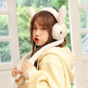 패션 토끼 플러시 귀마개 모조 모피 만화 겨울 귀마개 따뜻하게 유지 방한 귀덮개 학생용