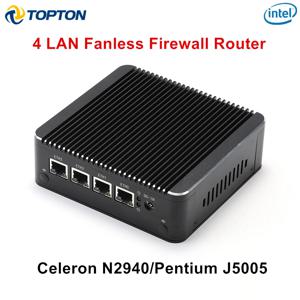 토포튼 4 LAN 팬리스 방화벽 미니 PC 인텔 셀러론 N2940 J4125 펜티엄 J5005 소프트 라우터 산업용 컴퓨터 pfSense OPNsense