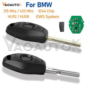 BMW 330 325 525 E38 E39 E46 X3 X5 Z3 Z4 1/3/5/7 시리즈 ID44 칩 315/433MHz HU58 HU92용 EWS 시스템 3버튼 리모트 자동차 키