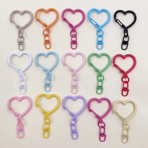 2-10pcs 컬러 하트 키 체인 후크 쥬얼리 버클 금속 인형 열쇠 고리 스냅 걸쇠 장식 가방 펜던트 Diy 액세서리