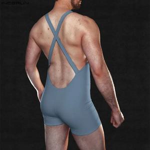 INCERUN 남성용 바디 슈트 솔리드 오 넥 민소매 백 레스 남성 롬퍼 플레이 슈트 2026 여름 섹시 할로우 아웃 바디 슈트 남성용