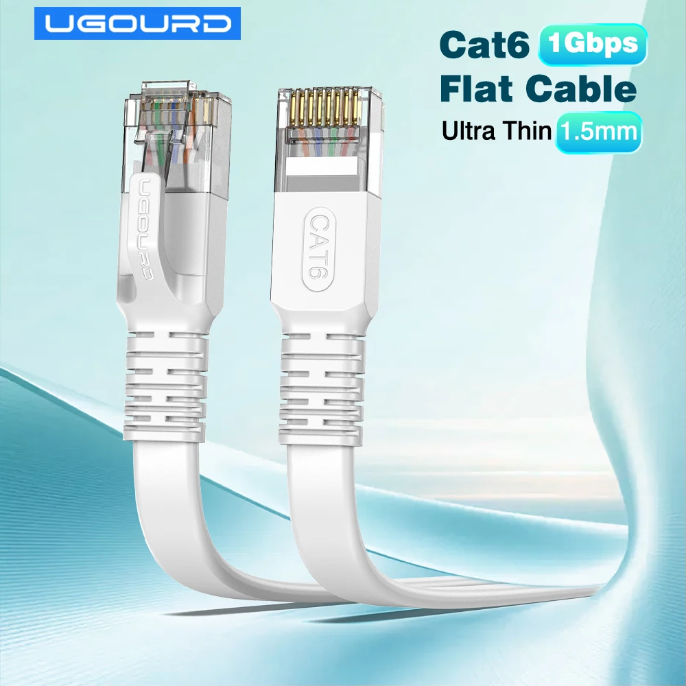 Cat6 플랫 이더넷 케이블 1Gbps 1000Mbps Cat 6 RJ45 LAN 패치 코드 고속 슬림형 인터넷 케이블 (Xbox, 라우터, 스마트 TV용)