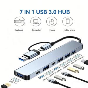 맥북 에어 PC용 멀티 어댑터, USB C 허브, USB A TYPE-C 허브, USB C 도킹 스테이션, SD TF 카드 리더기, 8 포트, 5Gbps