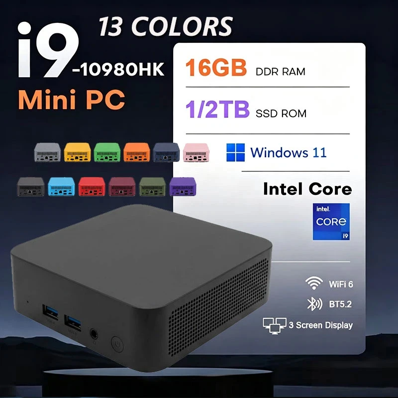 2026 새로운 듀얼 미니 PC 컴퓨터 인텔 i9-10980HK 윈도우 11 PC 게이머용 16GB 램 1TB/2TB M.2 SSD 4K HD WiFi 6 타입 C 데스크탑 PC