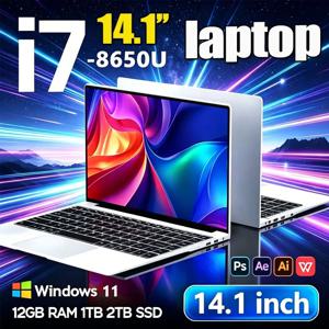노트북 인텔 i7 8650U 윈도우 11 프로 14.1인치 게이밍 노트북 컴퓨터 12GB 램 1TB/2TB SSD PC 게임용 사무용 1920*1080 4K HD