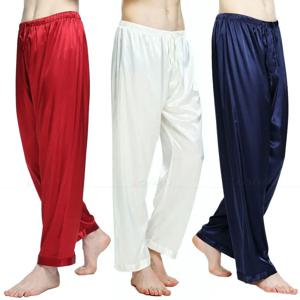 남성 실크 새틴 잠옷 잠옷 바지 라운지 바지 수면 바지 무료 p&p S M L XL 2XL 3XL 4XL Plus