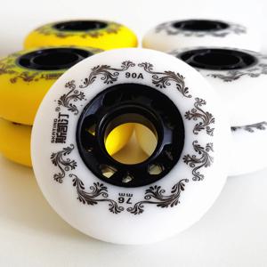 8pcs 흰색/노란색 인라인 롤러 스케이트 바퀴 90A 프리 스타일 내구성 타이어 72mm 76mm 80mm 롤러 스케이트 Seba 교체 블레이드 휠