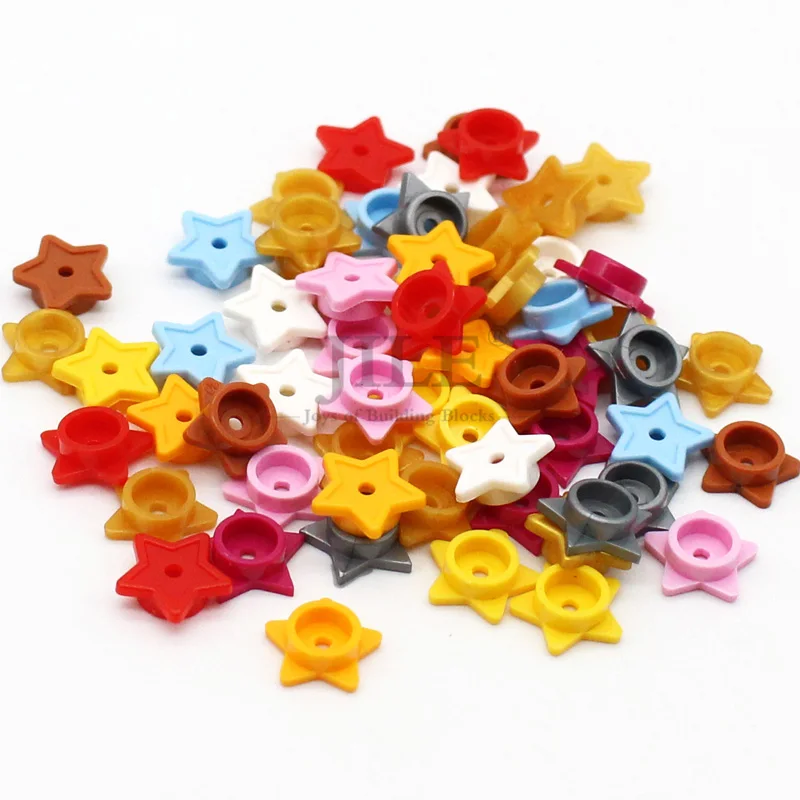 200pcs Moc 11609 플레이트 라운드 1x1 별과 작은 핀 구멍 DIY 빌딩 블록 벽돌 호환 28619 Assmble 입자