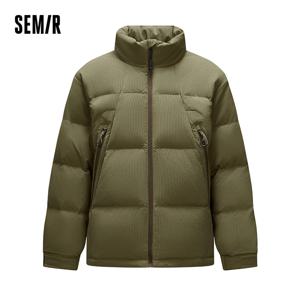 세미르 다운 재킷 남성용 텍스처드 루즈 스탠드 칼라 푸퍼 다용도 2025 겨울 남성 의류 따뜻한 아우터