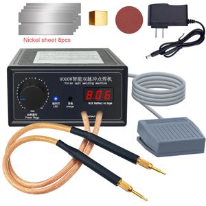 8000W 스폿 용접기 고출력 휴대용 스폿 용접기 휴대용 1200A 조정 가능한 용접기 18650 배터리 2x5000mah용