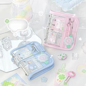 휴대용 레트로 M5 바인더 만화 스크랩북 인스 스타일 클로버 테마 저널 북 펜던트가 있는 컬러풀한 루즈 스파이럴 노트북