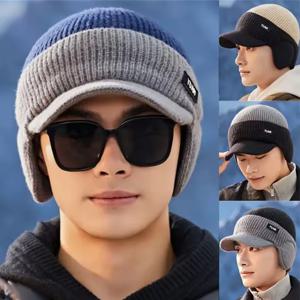 겨울 따뜻한 듀얼 톤 니트 야구 모자 야외 활동 패셔너블한 아빠 모자 귀 보호 기능 남성용 스키 모자
