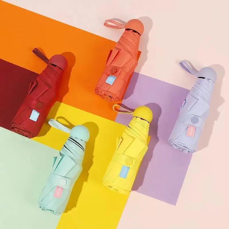 컴팩트 여행용 미니 우산 자외선 차단 우산 5단 초경량 차양 우산 휴대용 수동 우산