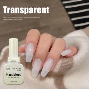 Hassleless 푸딩 밀키 화이트 젤 네일 폴리쉬, 퓨어 컬러 UV 젤 폴리쉬, 전문가용 스타터 네일 아트 DIY 15ml