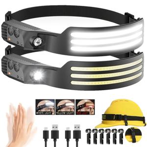 LED 센서 헤드램프 USB 충전식 LED 헤드 토치 내장 배터리 헤드 손전등 야외 캠핑 낚시 헤드라이트 랜턴