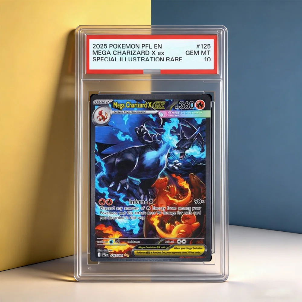 DIY PTCG 레이팅 카드 싱글 카드 2025 PFL EN 메가 리자몽 X Ex 특별 일러스트레이션 레어 젬 MT10 취미 컬렉션 플래시 카드