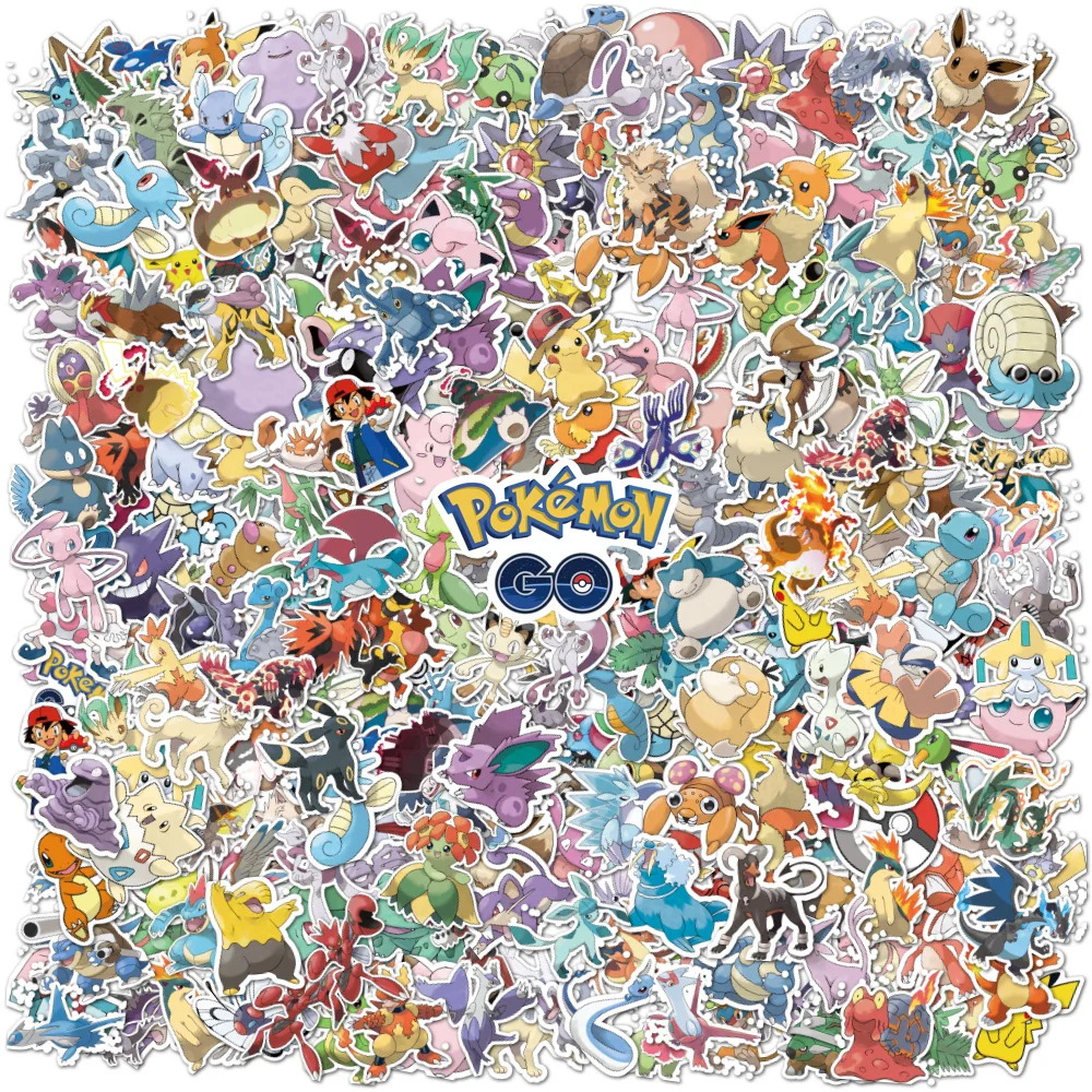 100/200Pcs 노트북 전화 가방 스케이트 보드 기타에 대한 Kawaii 피카추 포켓몬 스티커 귀여운 만화 스티커 아이 선물 장난감