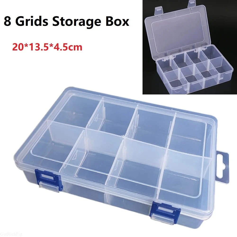 도구 보관 상자 조절 가능 8칸 플라스틱 보관함 나사 홀더 케이스 정리함 20*13.5*4.5cm 알약/하드웨어 도구
