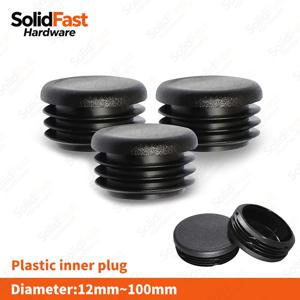 골이 있는 플라스틱 튜브 엔드 캡 12-100mm 검정색 원형 구멍 플러그 가구 다리 삽입물 방수 파이프 커버 스토퍼